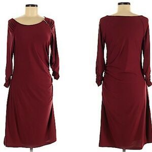 Mark Burgundy ruched women's shift dress
